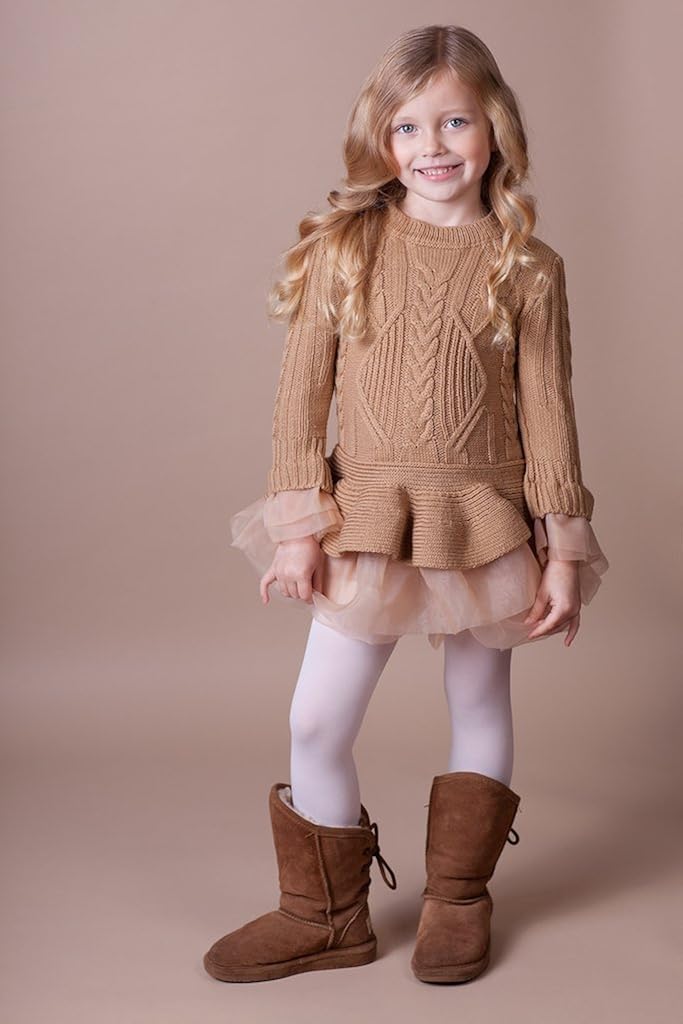 Imily Bela Little Girls Sweater Ruffle Tutu Lace Dress Long Sleeve Cute