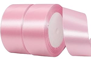 IEFOAH 1 1/2 Inch Pink Satin Ribbon,50 Yards Pink Ribbon Solid Fabric Ribbon for Gift Wrapping Floral Bouquets Wedding Home Party Decoration