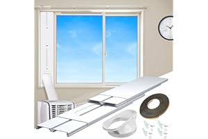 Gulrear Portable AC Window Kit for Vertical Window Portable Air Conditioner window seal parts Adjustable Length from 25" to 62" Sliding Window AC Vent Kit Fit for Exhaust Hose with 5.9"/15cm Diameter
