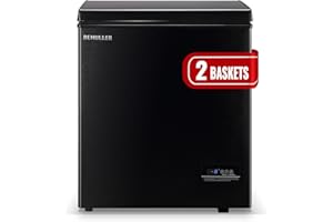DEMULLER Chest Small Freezer with Electronic Control 41℉ to -15 ℉ Freestanding Deep Mini Freezers with 2 Removable Stainless Steel Basket Top Open Door BLACK