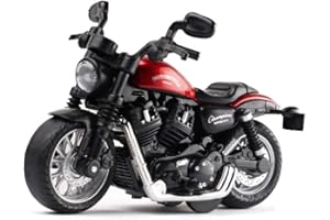 Gilumza Pull Back Motorcycle Toys, Tiny Gift with Music Lighting, Retro Motorcycles Toy for Boys Kids Age 3 4 5 6 7 8 Year Old (Red)