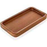 ALELION 6" Small Tiny Bathroom Vanity Tray for Counter - Acacia Wood Dish Soap Dispenser Tray for Kitchen - Decorative Tray for Kitchen Dresser Tops Perfume Jewelry