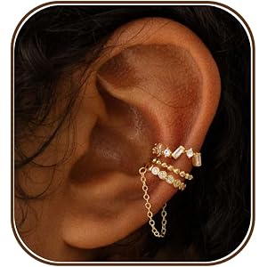 XIXINI Ear Cuff Earrings for Women Trendy,14K Gold Plated Clip On Cartilage Earrings Set Hypoallergenic Cuff Earrings Stack D