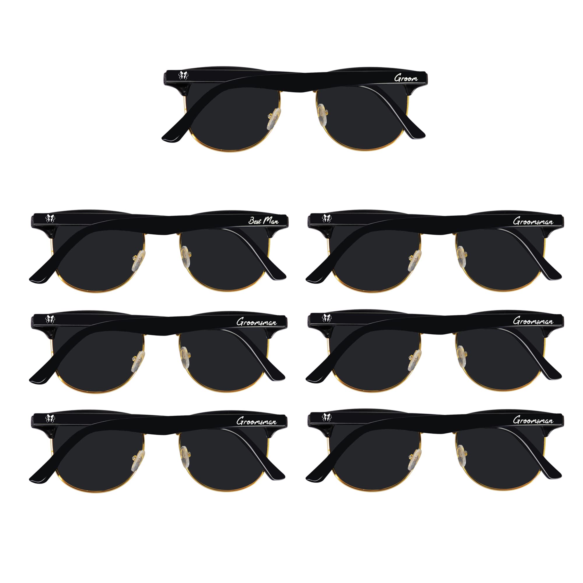 LADY & HOME Groomsmen Proposal Gifts 7pcs Best Man Proposal Sunglasses for Groom, Best Man, Groomsman, Stag Party and Wedding (Metal)
