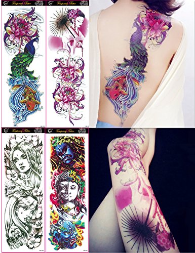Dalin 4 sheets extra large temporary tattoos, full arm …