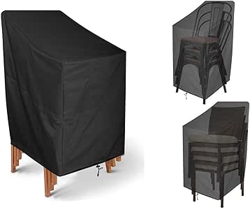 Cubierta apilable para silla de jardín, grande, color negro, para