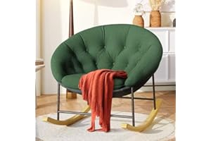 Kidirect Rocking Chair Nursery, Modern Upholstered Nursery Rocking Chairs and Round Reading Chair with Removable Cushion, Comfy Big Circle Glider Rocking Chair for Reading, Fits Living Room & Bedroom