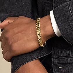 Gold Miami Cuban Link Chain Bracelet Mens Fashion