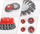 Hoypeyfiy 4 Pcs Wire Brush Set for 115mm Sander Angle Grinder M14 Mount view 6