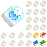 SEAMIART 24Pcs Watercolor Half Pans Empty with Magnetic for Watercolor Tins | 2ml White Plastic, Watercolor Paint Pans for Metal Paint Box, Empty Watercolor Palette Tins, Ideal for DIY Palettes
