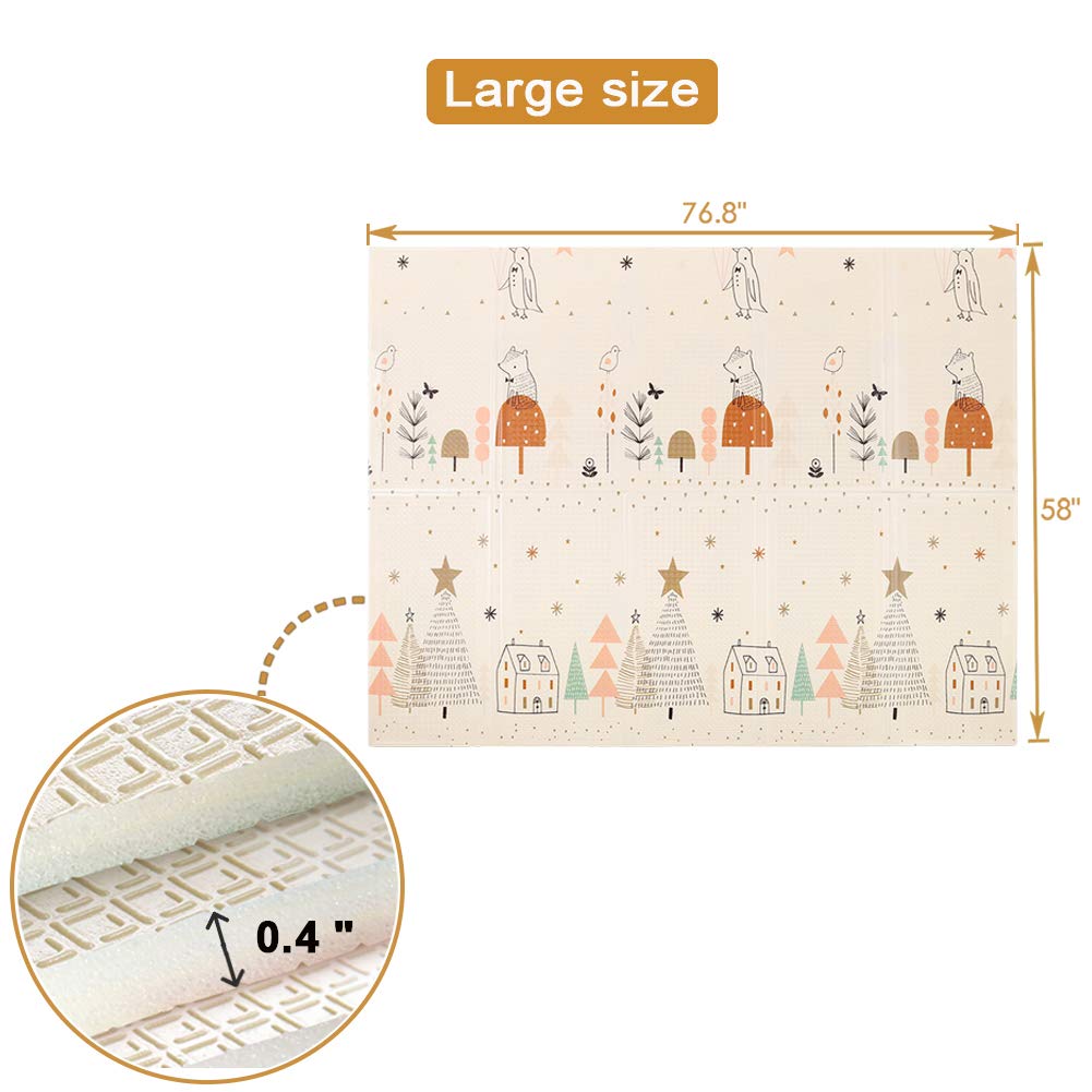 Folding Baby Play Mat, SUPERJARE Thick Reversible Portable Foam Playmat, Unisex Playroom & Nursery Mat for Infants, Toddlers & Kids, 76.8 Inches x 58 Inches : Baby