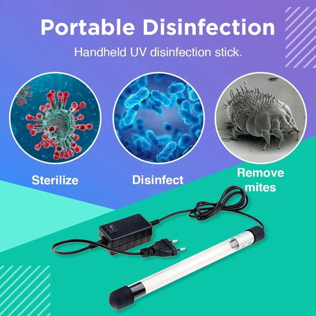 JCarry UV Germicidal Lamp, 110V/220V Handheld LED Disinfection Light Stick, Portable Ultraviolet Sterilizer Lamp Bulb Stick, 7W (A)