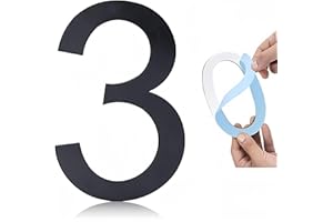 HABITABLE TREE Self-adhesive 5 Inch House Numbers, Acrylic House Number Modern House Numbers Black Mailbox Numbers for Outside Address Home Number for Apartments Office Hotel Room (Number 3)
