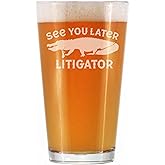Bevvee See You Later Litigator - Pint Glass for Beer - Funny Lawyer Gifts for Law School Graduates - 16 oz Glass