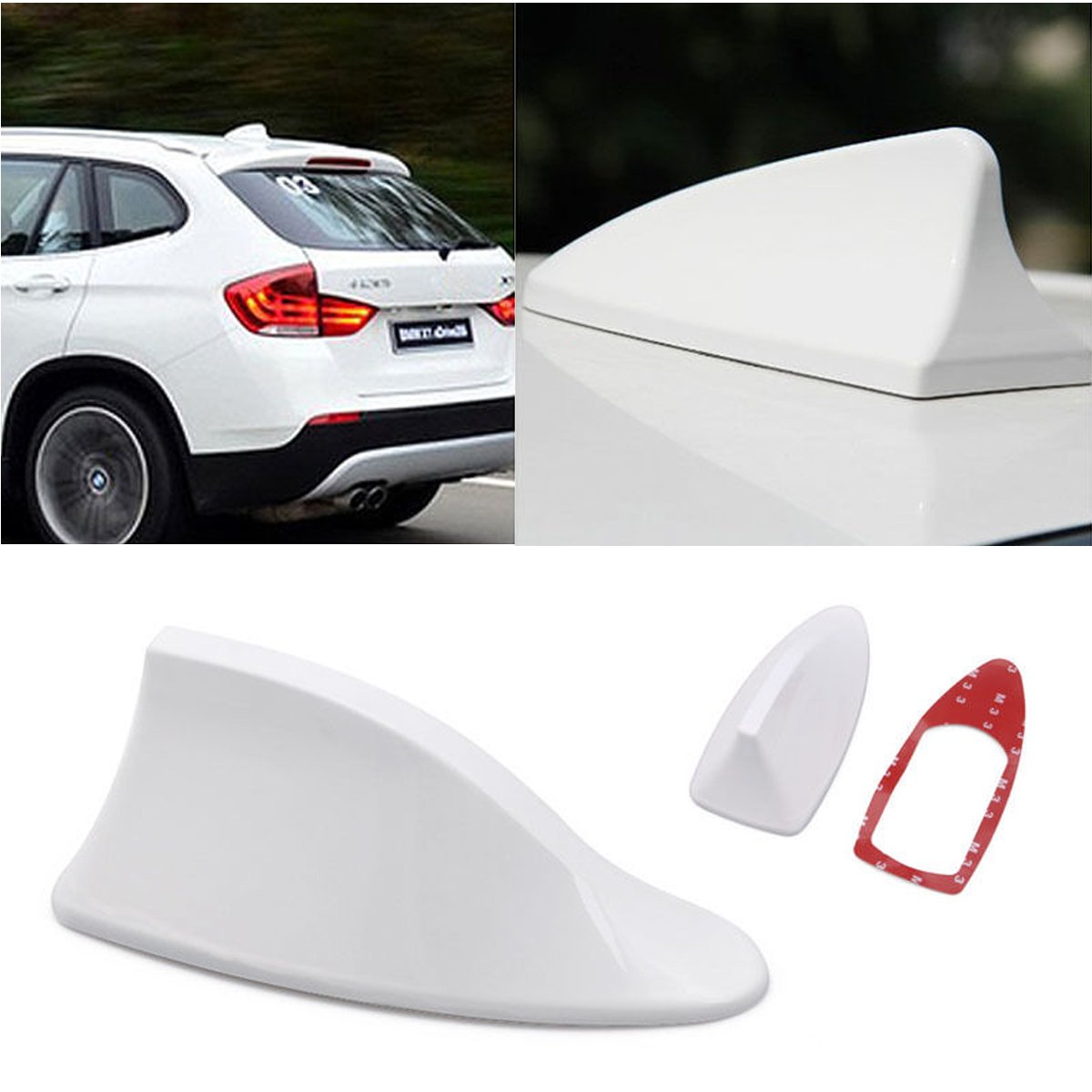 TraderPlus Universal Car Antenna Aerial Shark Fin AM/FM Radio Signal for Auto SUV Truck Van (White)