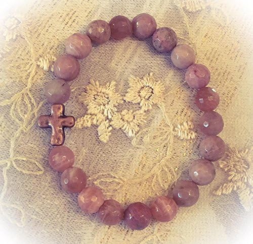 Rhodonite Gemstone Cross Bracelet