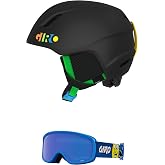 Giro Launch Combo Pack Ski Helmet - Snowboarding Helmet with Matching Goggles Matte Black Party Blocks/Buster Blue Faces Cobalt S (52-55.5cm)