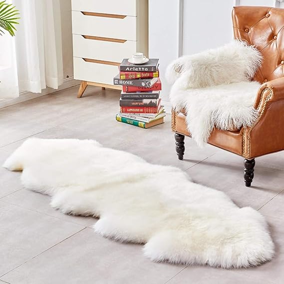 SuperMee White Fuzzy Rug for Bedroom White Fur Rug 2x6 Feet White