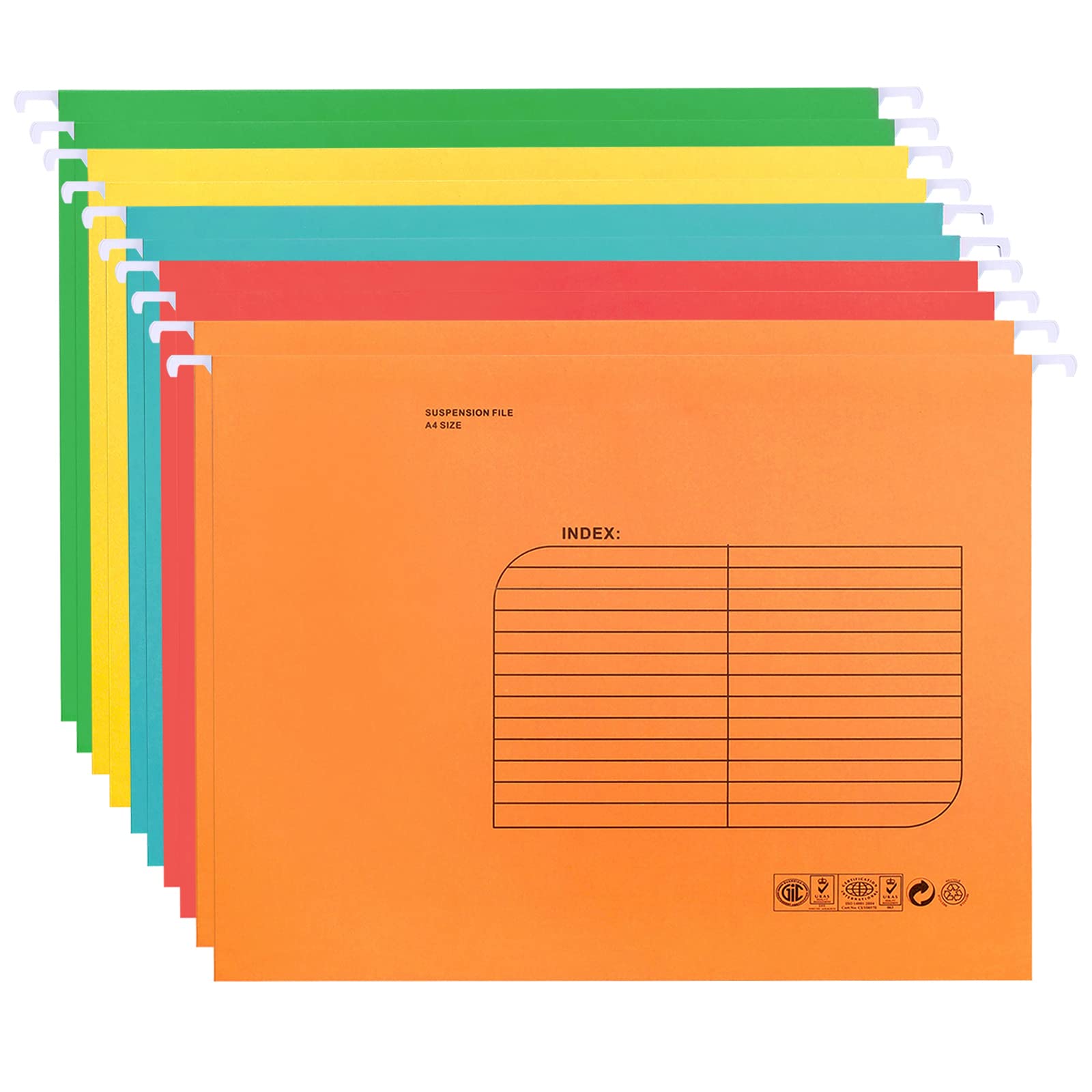 A4 Suspension Files 25PCS Reinforced Hang Folders Filing Cabinet Adjustable Tabs Hanging Organizer File Folder for Office School Work (Mixed Color)