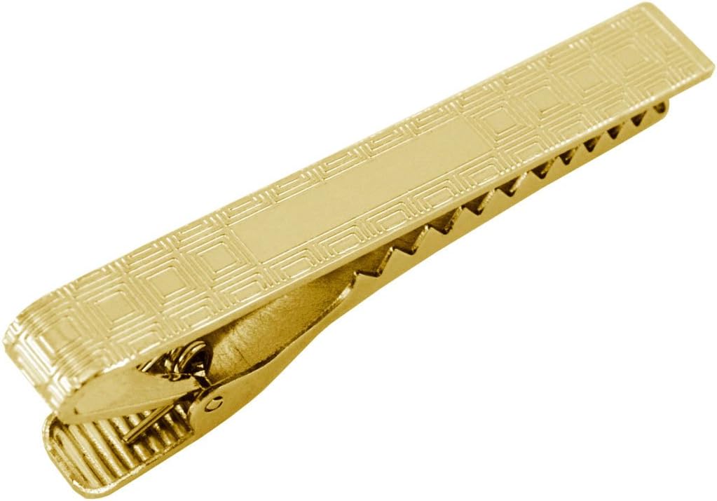Ajmer Gold Tone Mens Tie Clip Tie Bar - Square Design FWTB-03/G