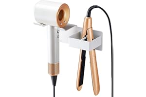 XILIMEN Hair Dryer Holder Wall Mounted, Hair Straightener Holder Metal, Adhesive Blow Dryer and Hair Straightener Holder, Bathroom Bedroom Hair Tool Organizer for Flat Iron,Curling Iron,Hairdryer