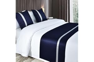 ROTAPUZ Bed Runners for Queen Size Bed, Bed Scarf for King Size Bed, Bedroom Home Hotel Decor-Dark Blue||240X50cm