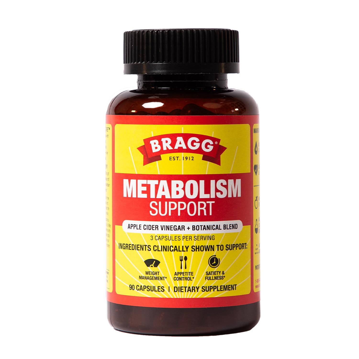 BRAGG Metabolism Natural GLP-1 Support Apple Cider Vinegar Capsules - 90ct