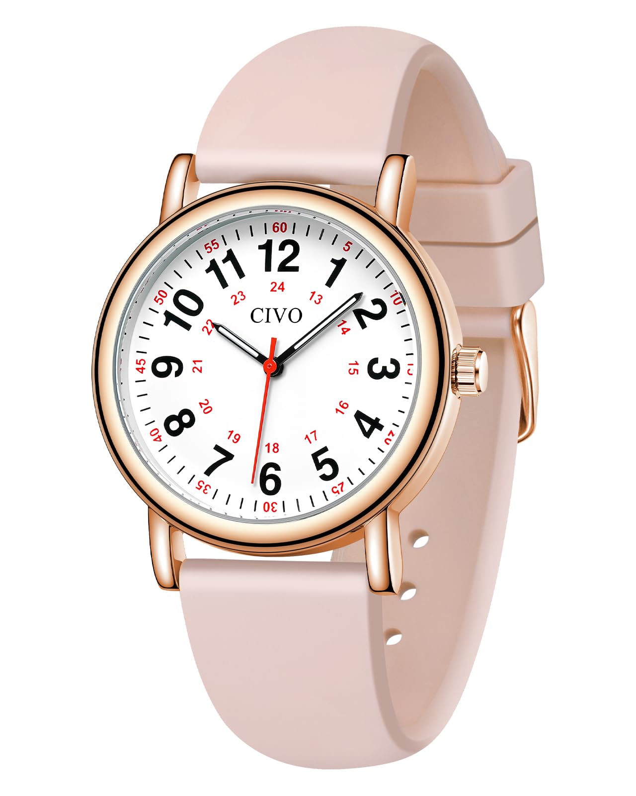 CIVO Nurse Watch for Women Men: Waterproof Nursing Easy Read Dial Wristwatch - Analog Watches Students Ladies 24 Hour with Second Hand for Gift
