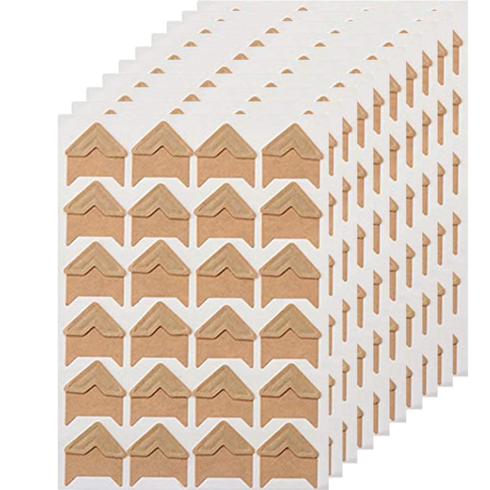 Yesallwas 240Pcs Photo Corners Brown Self Adhesive for Scrap Book Albums Pictures DIY Craft Scrapbook, Picture Edge Stickers