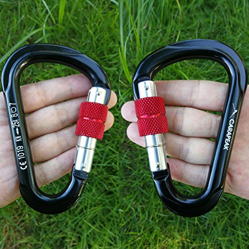 CARAPEAK 25kN Screwgate Locking Pear Shaped Climbing 4 Pack Set HMS Carabiner, Aluminum Rock Climbing Clip for Rappelling, Belaying Black Blue