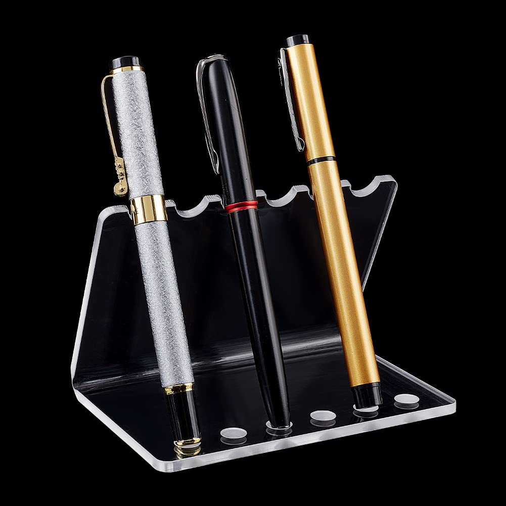 PH PandaHall Display & Stand 6-Hole Clear Acrylic Pen & Pencil Rack for School, Office & Home Use, Pen Eyebrow Pencil Display, 12x8x7.9cm
