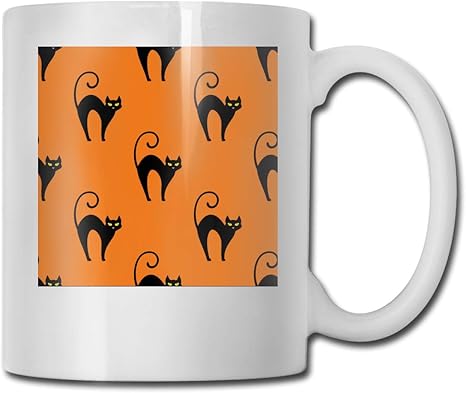 Amazon Co Jp Not Applicable Halloween Black Cats カップ セラミック マグカップ 白 330ml レンジ対応 大容量 マグカップ 陶器 贈答品 可愛いカップ 両面印刷 誕生日プレゼント ホーム キッチン