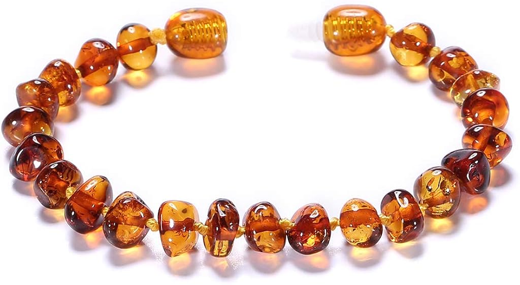 ZHAOXIA Baltic Amber Bracelets/Anklet Sizes 18cm - Cognac - Handmade Polished - Knotted Between Beads, 18 cm