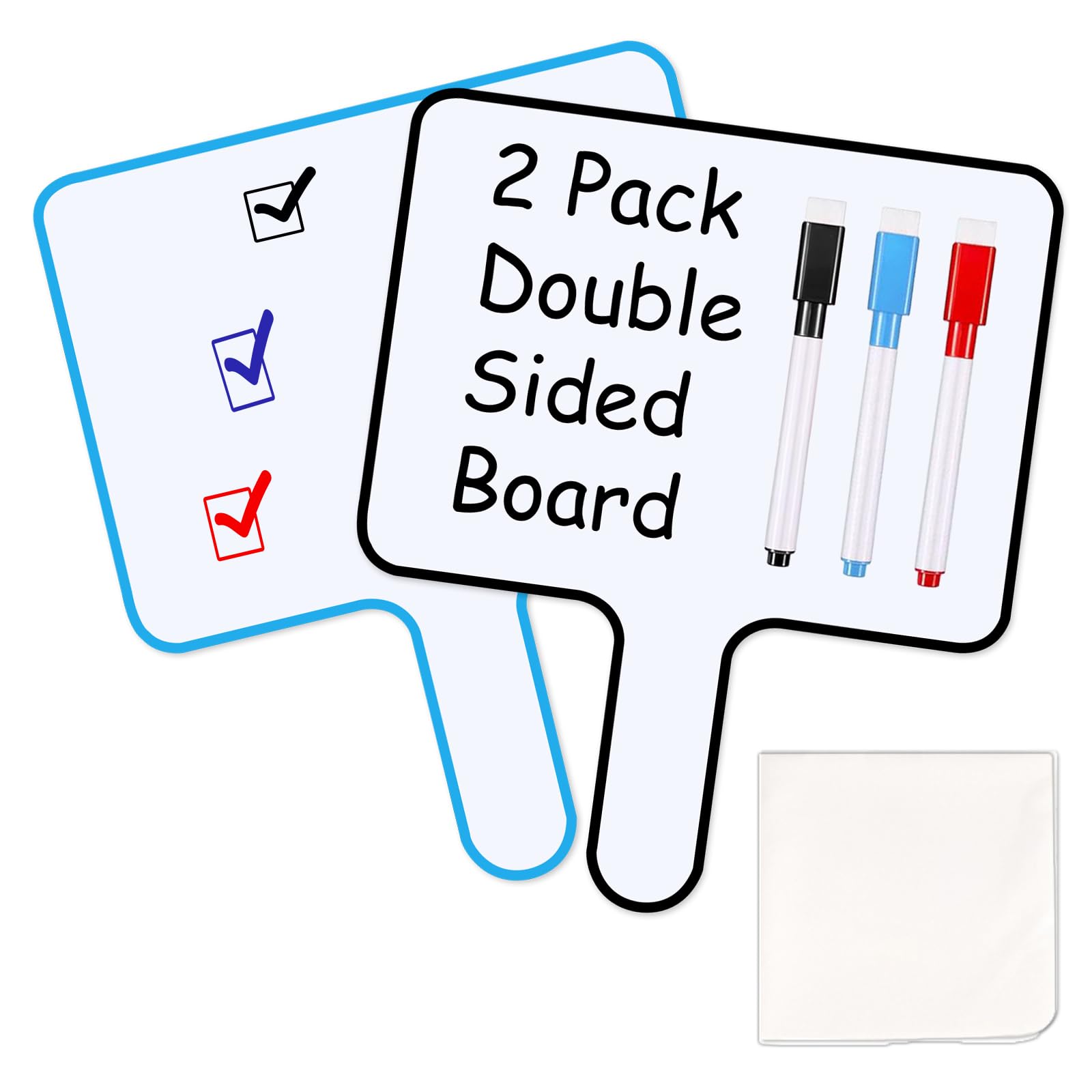 Marte Vanci A4 Handheld Whiteboard, 2 Pack Double Sided Dry Erase Answer Paddles, Portable Small White Boards Erasable with Wipe for Students Teachers Home School Teaching