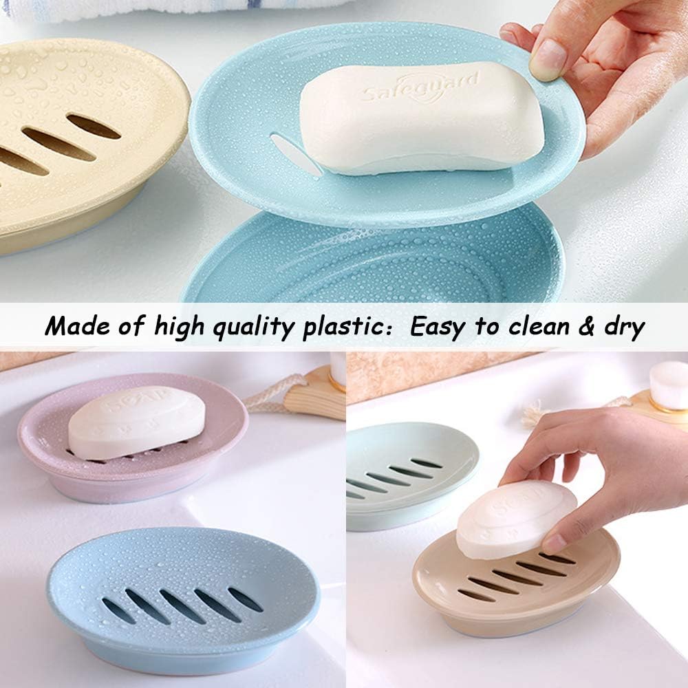 DaKuan 4 Pack Removable Soap Drainers Plastic Soap Holder, Soap Saver Box Container for Bathroom (Pink, Blue, Green, Khaki): Home & Kitchen
