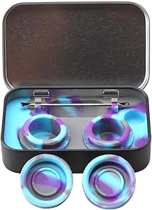 XIFEI portable stainless steel tin box 2-5ml silicone container jars, non-stick storage wax carrying case with extra stainless steel spoons (5 colors)