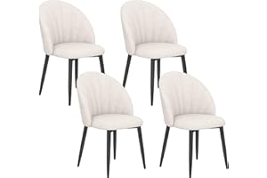 HOMCOM Dining Chairs Set of 4, Modern Upholstered Kitchen Chairs with Metal Legs, Shell Backrest and Padded Seat, Side Chairs