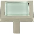 Atlas Homewares 230-GR/BRN 1-3/4-Inch Spa Green Square Knob, Brushed Nickel