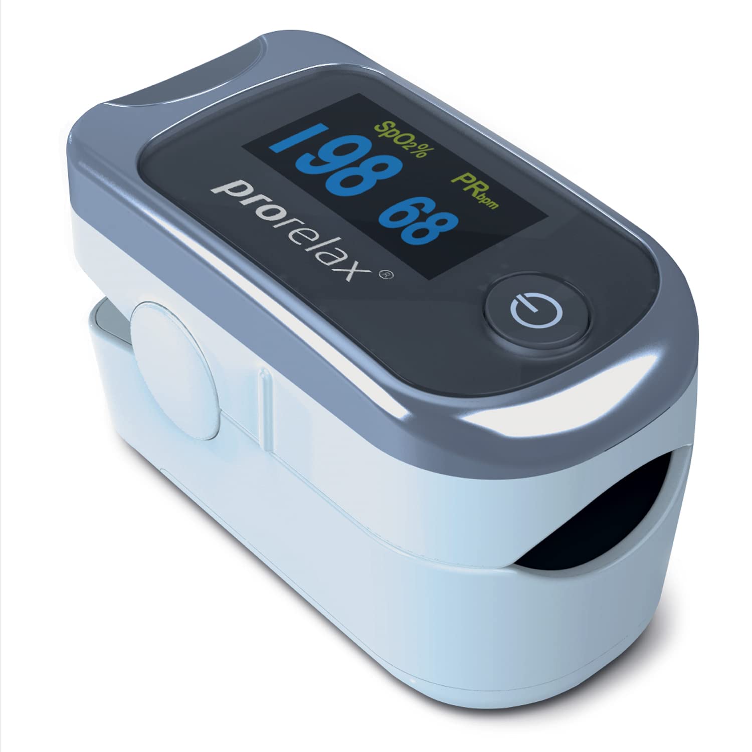 Prorelax Pulse Oximeter Measurement of heart rate (pulse), oxygen saturation (SpO2) and blood flow index (Pi) two-color LED display for healthy performance - or amateur athletes