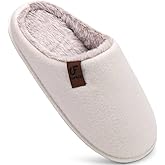 COFACE Womens Cozy Memory Foam Scuff Slippers Ladies Fuzzy Warm Slip On House Shoes With Arch Support, Indoor Outdoor Rubber Sole