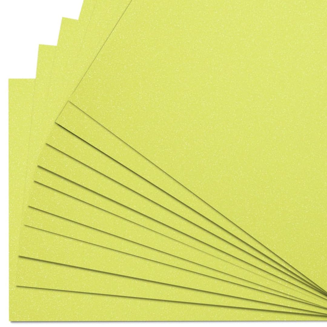 Springboard A4 Yellow Glitter Card Sheets - 10-Pack 290gsm Non Shed Glitter Cardstock for Card Making - Compatible w/Die-Cutting Machines - Sparkly Craft Supplies