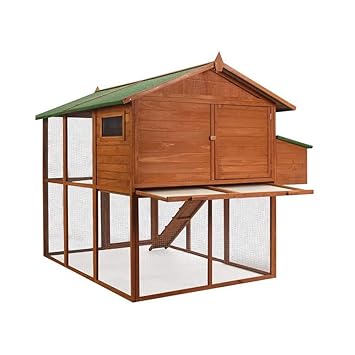 Poulailler En Bois Luxe 2 Niveaux Avec Pondoir Marron 200 Cm