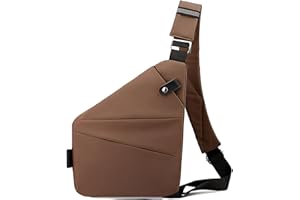 RIVLADE Anti Theft Travel Bag Anti-Theft Bag Slim Sling Bag Cross Body Travel Bag (Coffee,Left Shoulder)