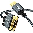 Twozoh HDMI to VGA Cable 5FT. Aluminum Alloy Shell Nylon Braided & Gold-Plated Support 1080P/60HZ