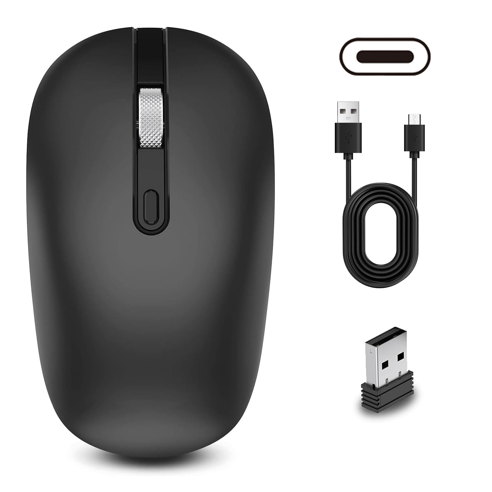 Photo 1 of cimetech Wireless Mouse, 1 Mice for 2 Devices, Rechargeable Comfort Silent Ratones for PC Laptop Computer, Portable Ergonomic Mäuse with Nano Receiver and Cable for School and Home Office