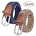 2 Pack Braided Canvas Belts Womens Woven Elastic Stretch Fabric Multicolored Belt