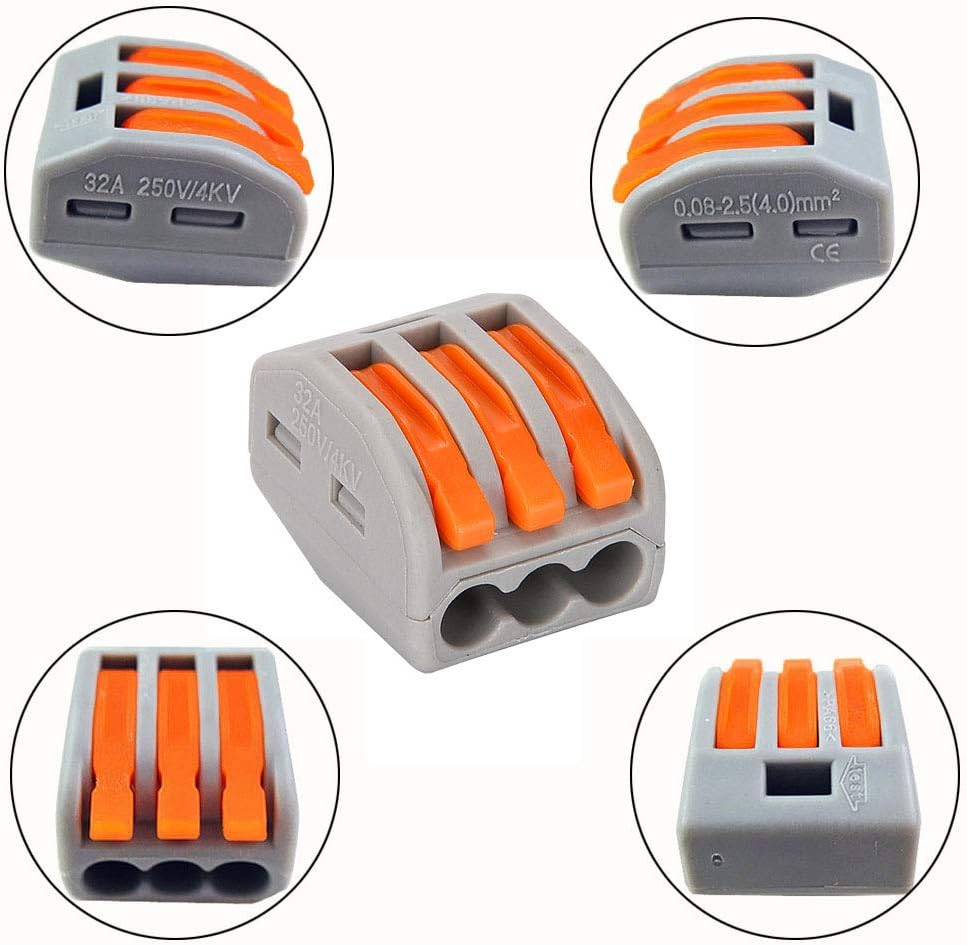 Compact Wire Connectors, Aigreat 100pcs Compact Splicing Connectors, Assortment Conductor (100PCS), gray, orange - Image 5