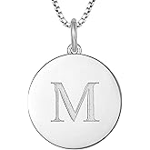YL Initial Necklace 925 Sterling Silver Square/Round/Heart Letter Pendant A-Z Alphabet Polished Jewelry for Women
