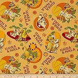 Disney Lion King Simba & Nala Orange Fabric By The Yard