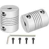 MECCANIXITY 2Pcs Flexible Couplings 5mm to 6mm Aluminum Alloy Coupler | Flexible Shaft Couplings Motor Joint Connector with Wrench for 3D Printer CNC Machine DIY Encoder D25 x L30mm